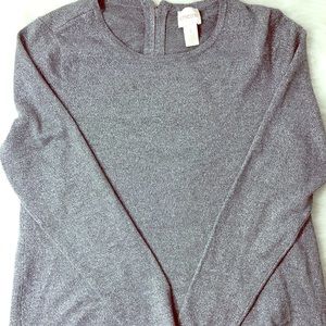Chico’s shimmery silver zip sweater